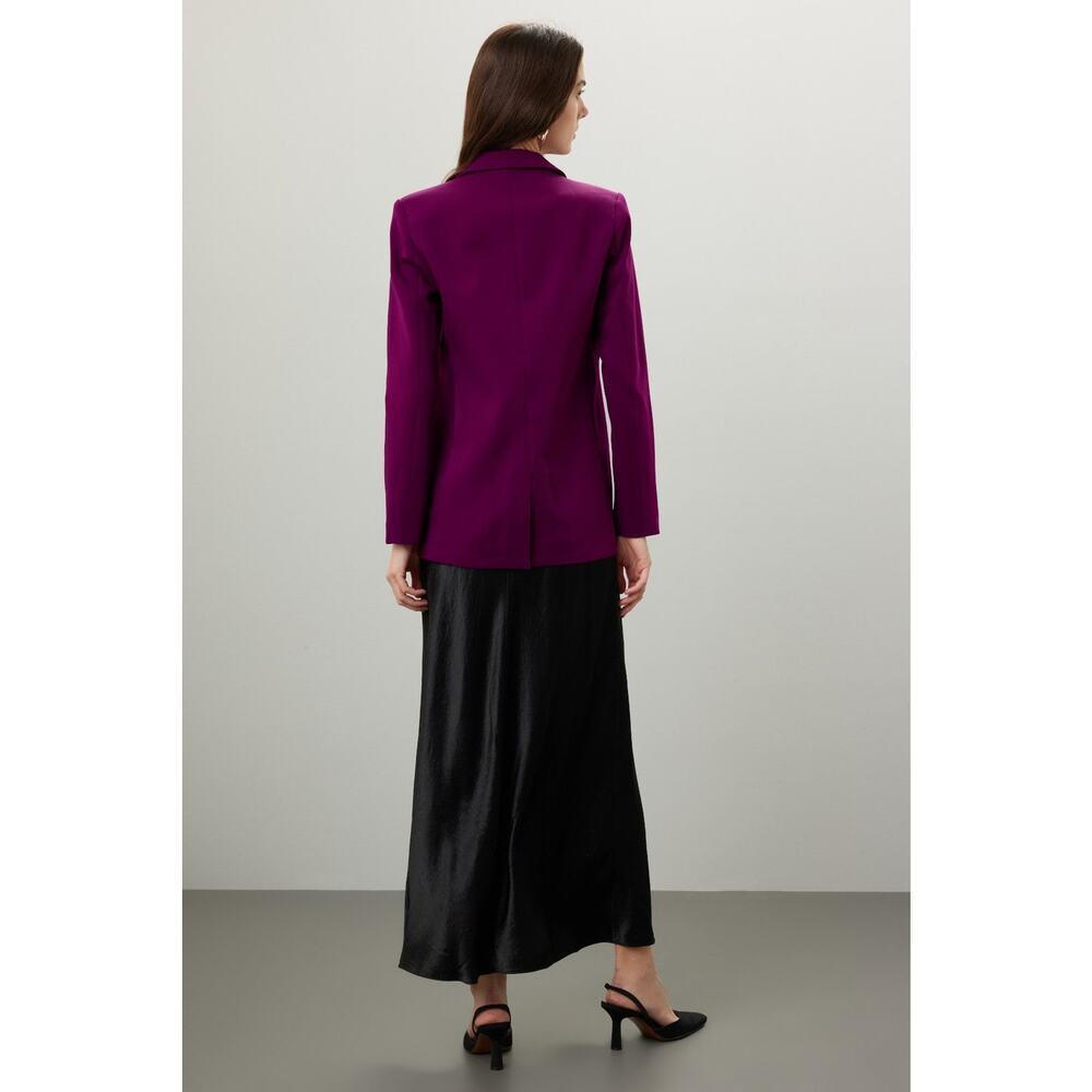 ENDLESS ROSE Purple Crepe Front Button Closure Jacket Blazer Size Medium - Picture 2 of 15